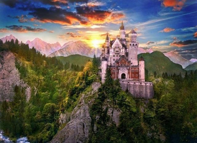 замок Нойшвайнштайн Германия - старинный замок, германия - оригинал
