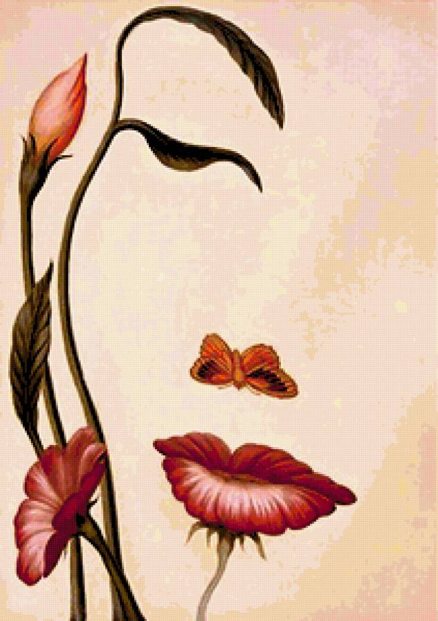 Лицо девушки - цветы, лицо девушка - предпросмотр