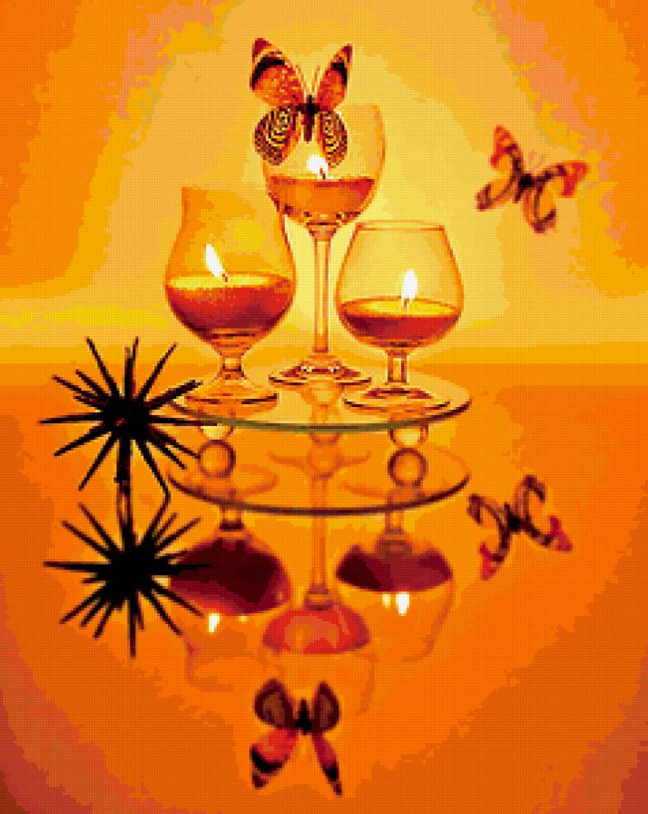 №403049 - свечи, натюрморт, _irina_, бабочки, вино - предпросмотр