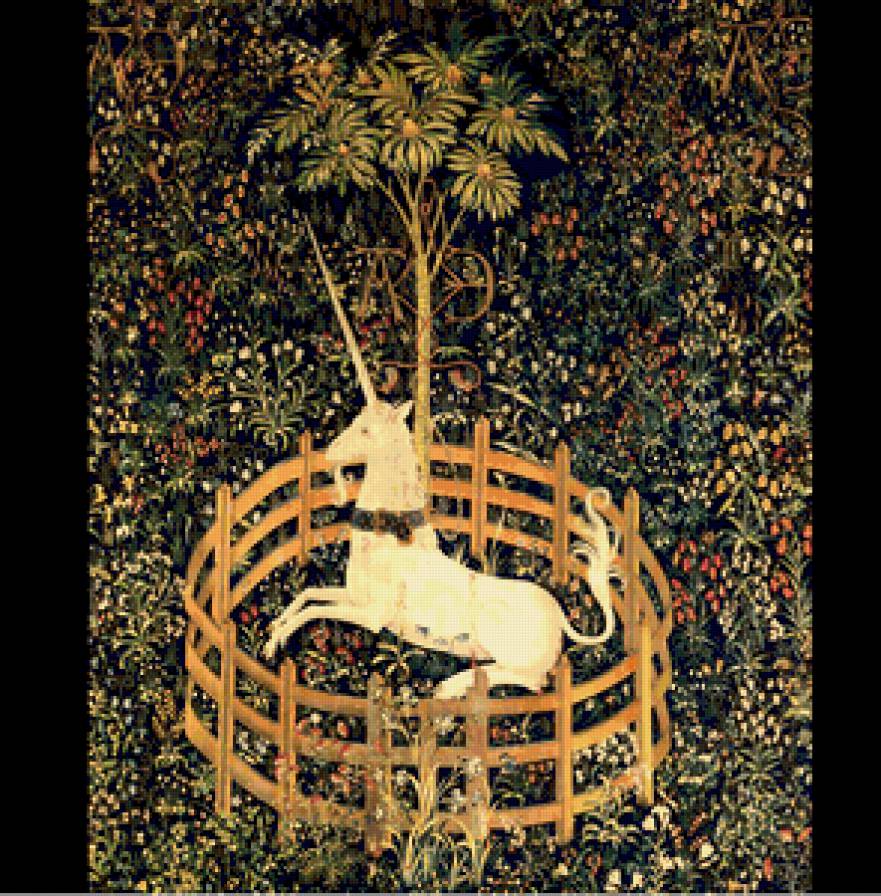 unicorn - unicorn, medieval, mille fleur - предпросмотр