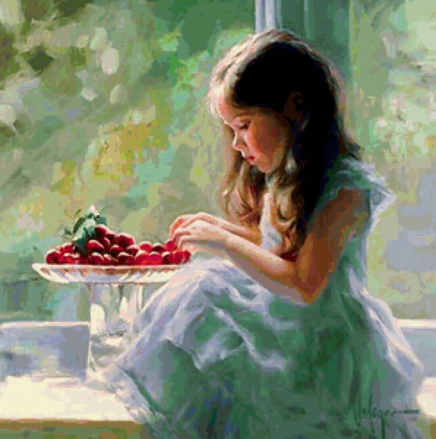№403381 - живопись, ягоды, девочка, дети - предпросмотр