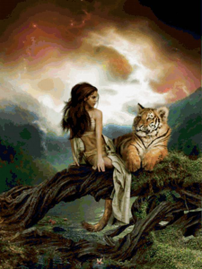 Тигрицы - дикая кошка, девушка, тигр - предпросмотр