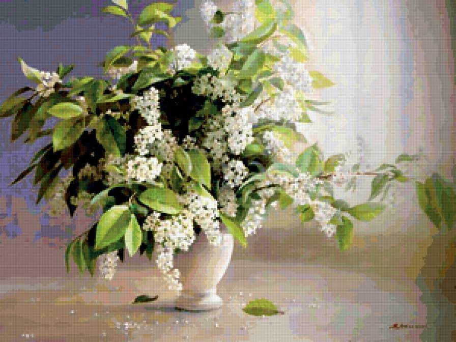 Белая сирень - натюрморт, букет, цветы, сирень, ваза - предпросмотр