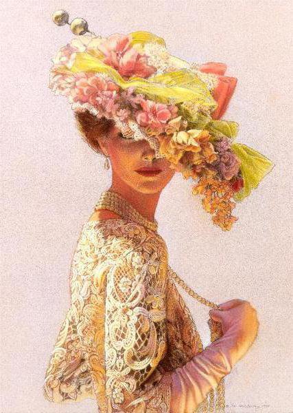 дама в шляпке с цветами - дамаю, женщина, девушка - оригинал