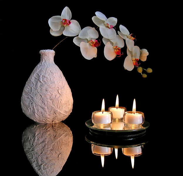 №404046 - свечи, _irina_, цветы, натюрморт, отражение - оригинал
