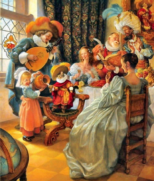 №404204 - картины, девушка, дети, фэнтези, живопись, цветы, красота женщины - оригинал