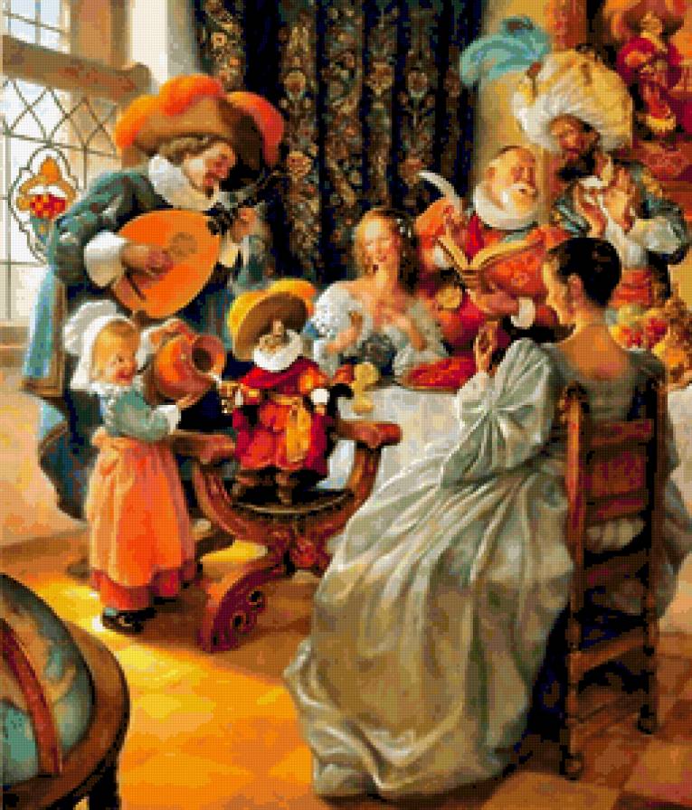 №404204 - фэнтези, картины, девушка, живопись, дети, красота женщины, цветы - предпросмотр