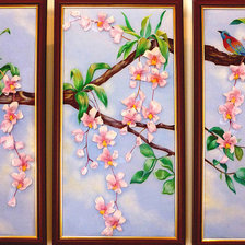 Схема вышивки «Триптих "Птички на сакуре"»