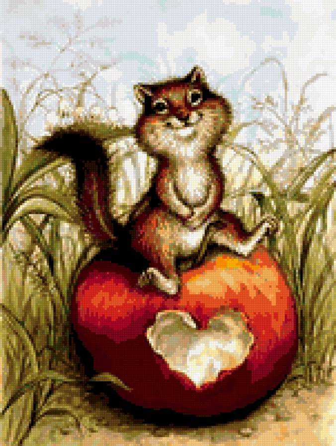 Мышка и яблоко - детское - предпросмотр