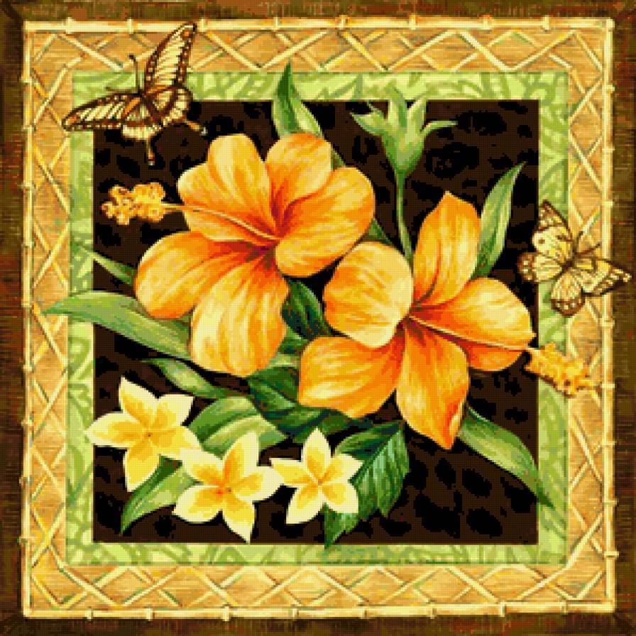 Подушка "Гибискусы" - бабочки, лилии, орхидеи, цветы, подушки, гибискусы, подушка - предпросмотр