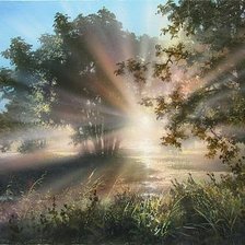 Схема вышивки «утро в лесу»