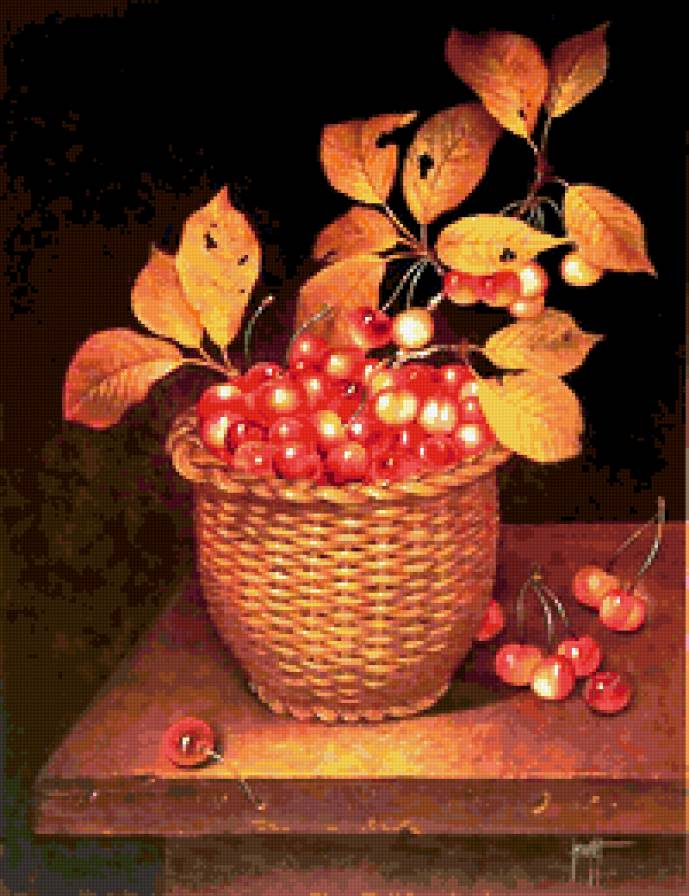 серия "кухня" - кухня.фрукты.черешня.корзина - предпросмотр