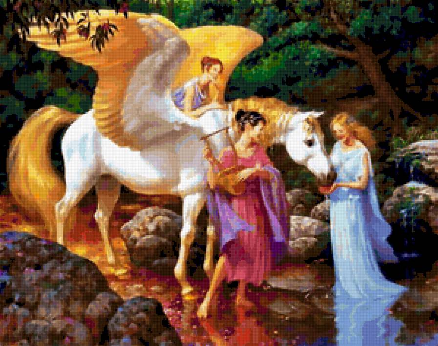 №404744 - фэнтези, дети, живопись, красота женщины, девушка, цветы, картины - предпросмотр