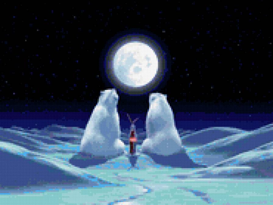 Лунная ночь - животные - предпросмотр