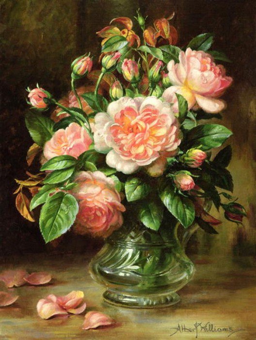 №405145 - натюрморт, живопись, albert williams, букет, цветы - оригинал