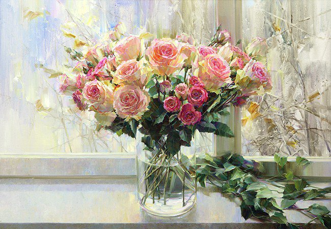 №405177 - живопись, красота женщины, дети, фэнтези, девушка, цветы, картины - оригинал