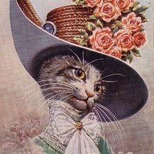 Оригинал схемы вышивки «Кошка в шляпе» (№405691)