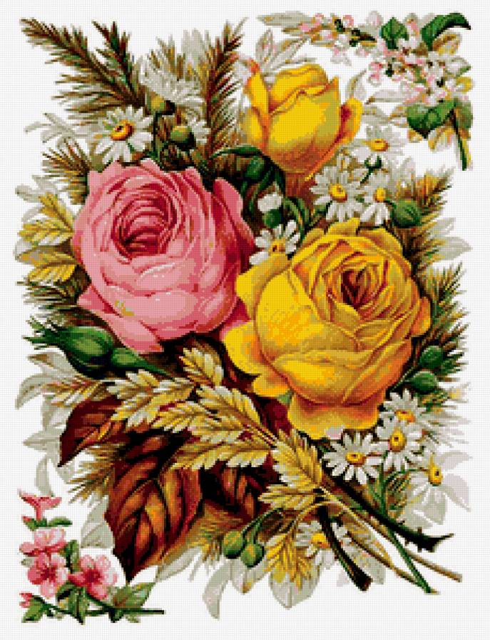 прекрасный букет - букет, розы, цветы - предпросмотр