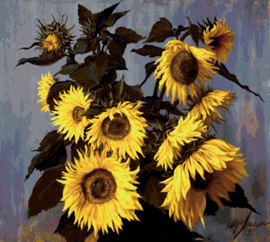 №405813 - цветы, подсолнухи, живопись - предпросмотр