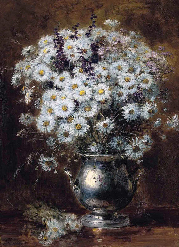 №405824 - живопись, натюрморт, букет, ромашки, цветы - оригинал