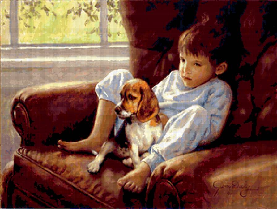 мальчик с собакой - мальчик дети - предпросмотр