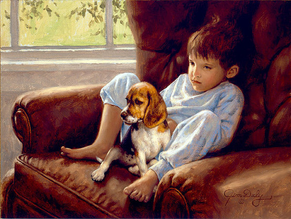 мальчик с собакой - мальчик дети - оригинал