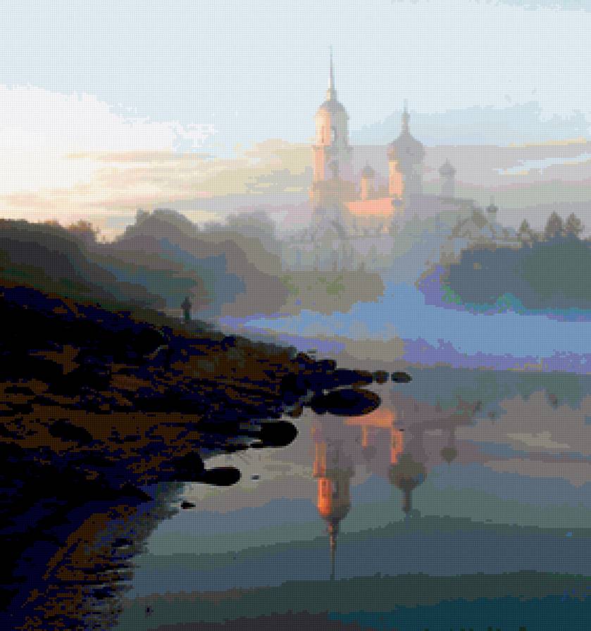 храм на берегу озера - берег, храм, озеро - предпросмотр