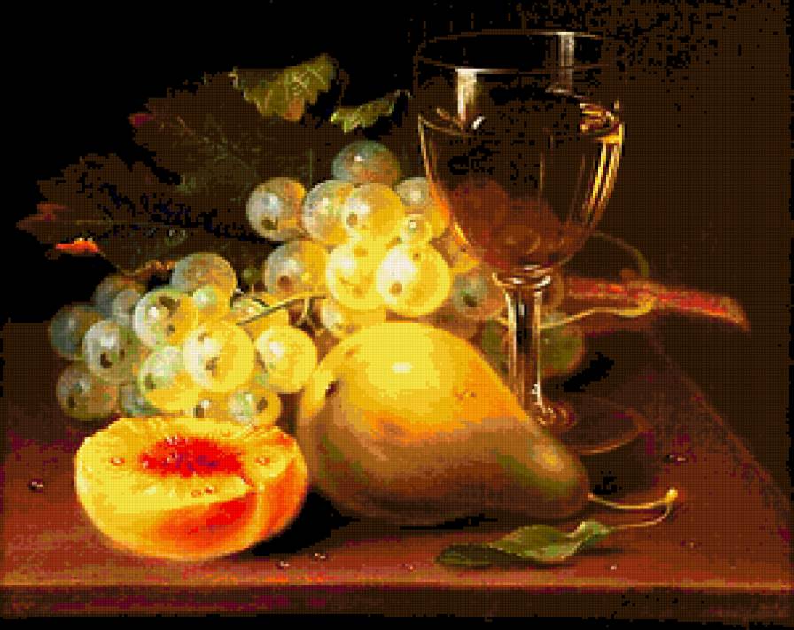 натюрморт - персики, натюрморт, виноград - предпросмотр