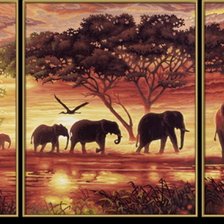 Схема вышивки «триптих слоны»