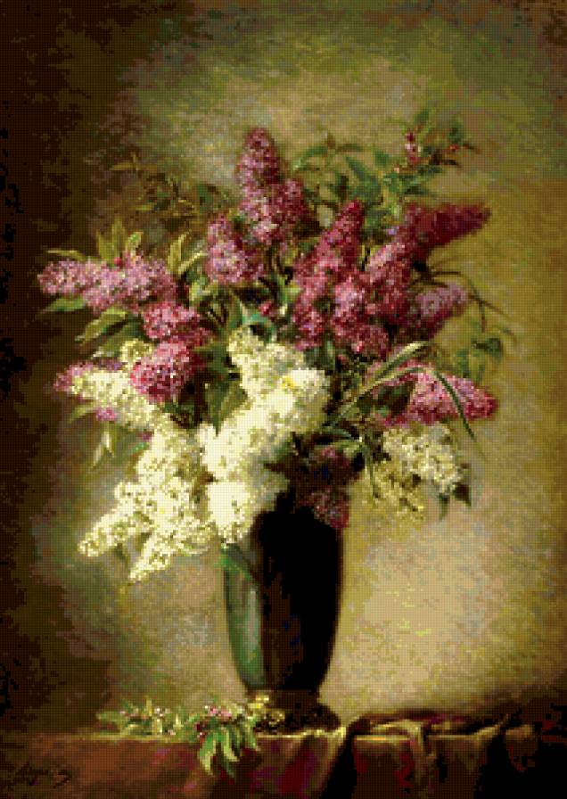 №406873 - сирень, живопись, натюрморт, букет, цветы - предпросмотр