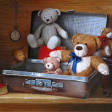 Оригинал схемы вышивки «Мишки в чемодане (худ. Д.Анненков)» (№408199)
