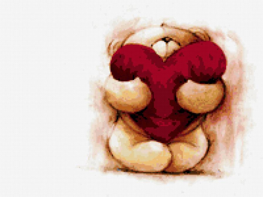 Мишка с сердечком - предпросмотр