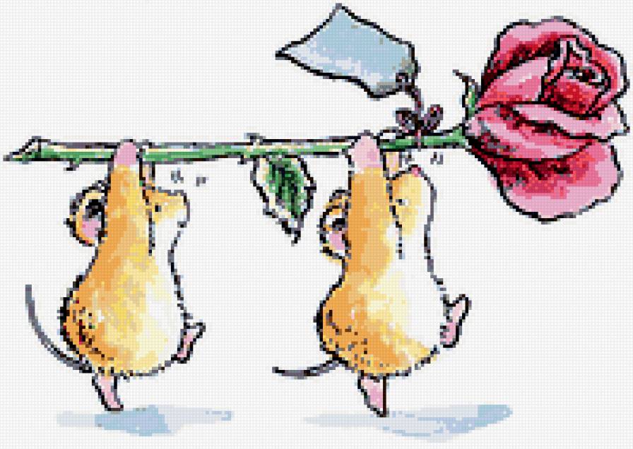 Мышки с розой - предпросмотр