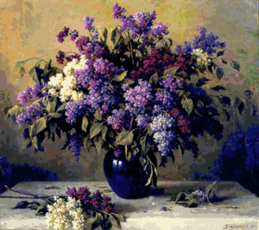 №408591 - цветы, букет, натюрморт, живопись, сирень - предпросмотр