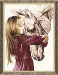 картина - нежность, лошадь, девочка, картины - оригинал