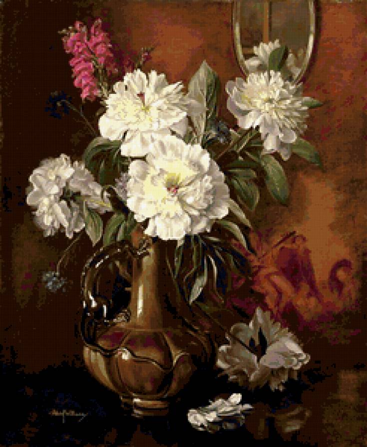 №409120 - albert williams, живопись, букет, натюрморт, пионы, цветы - предпросмотр