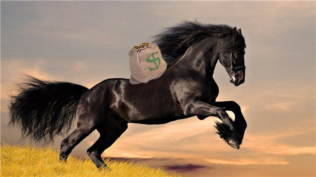 конь с мешком золота - конь, деньги - оригинал