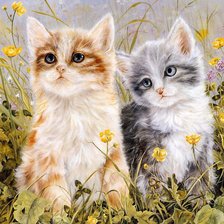 Схема вышивки «котята.»