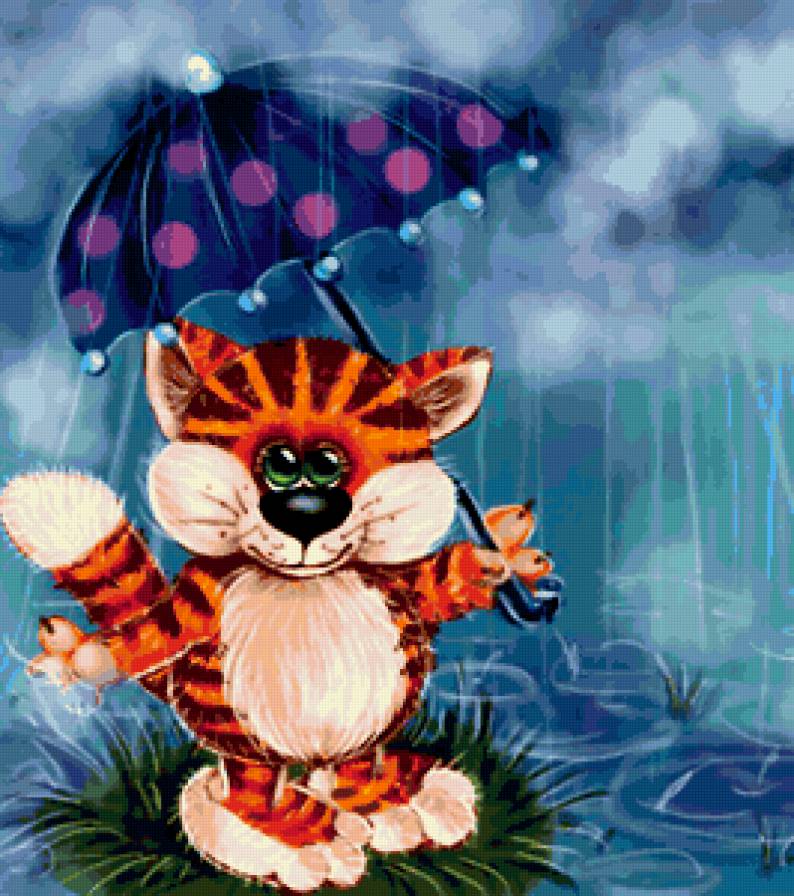 под дождем - котенок - предпросмотр