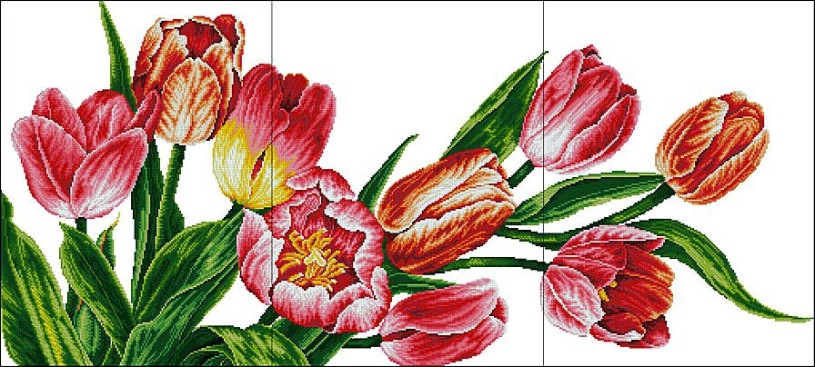 Тюльпаны - тюльпаны, триптих, цветы - оригинал