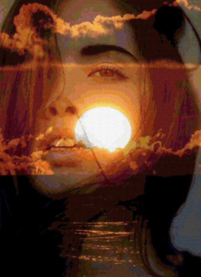 Воспоминание - закат, девушка, фентези, море - предпросмотр