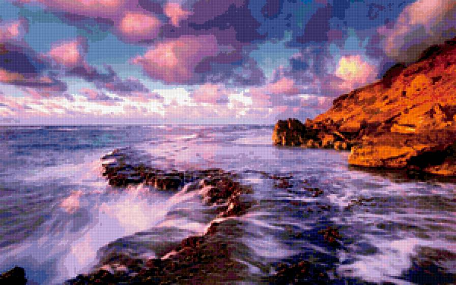 Море - облака, водопад, скалы, море - предпросмотр