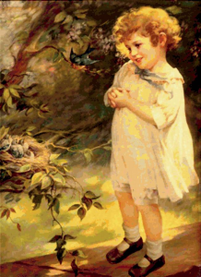 Ласточкино гнездо - ласточка, птицы, дети, девочка - предпросмотр