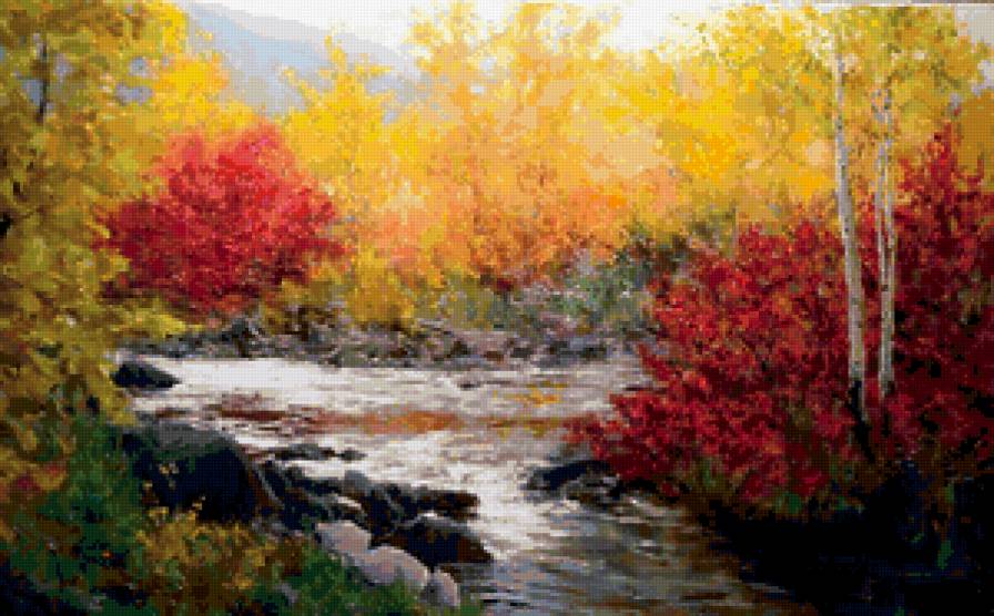 Золотая осень - пейзаж, река, осень, лес - предпросмотр