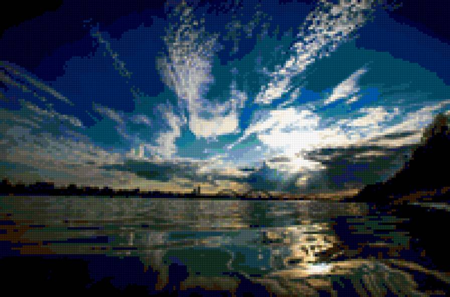 Рыбинск - закат, мост, вода, город - предпросмотр