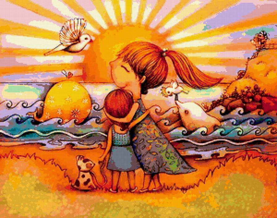 Мама и дочка - семья, природа - предпросмотр