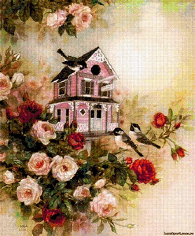 розы - розы, птицы, скворечник - предпросмотр