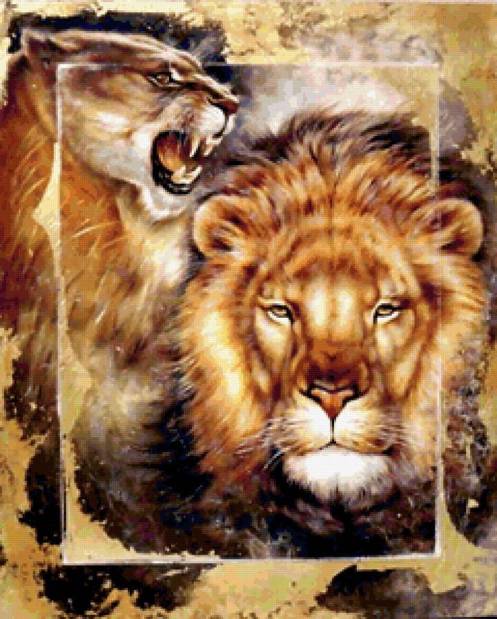 Серия "Абстракция" - дикие животные, лев, царь зверей, пума, звери - предпросмотр