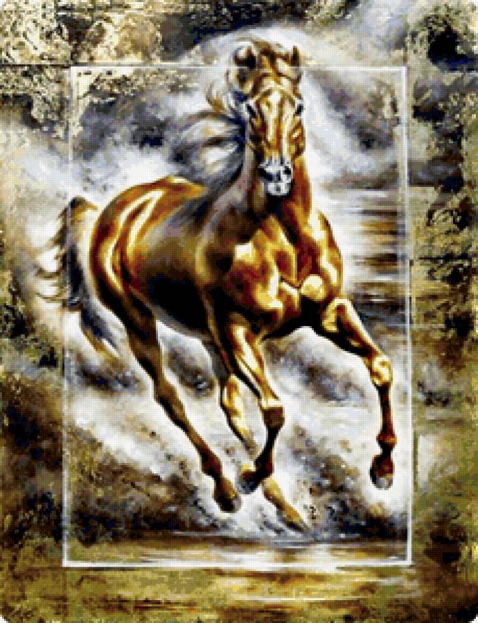 Серия "Лошади, кони" - абстракция, кони, галоп, конь, картина - предпросмотр