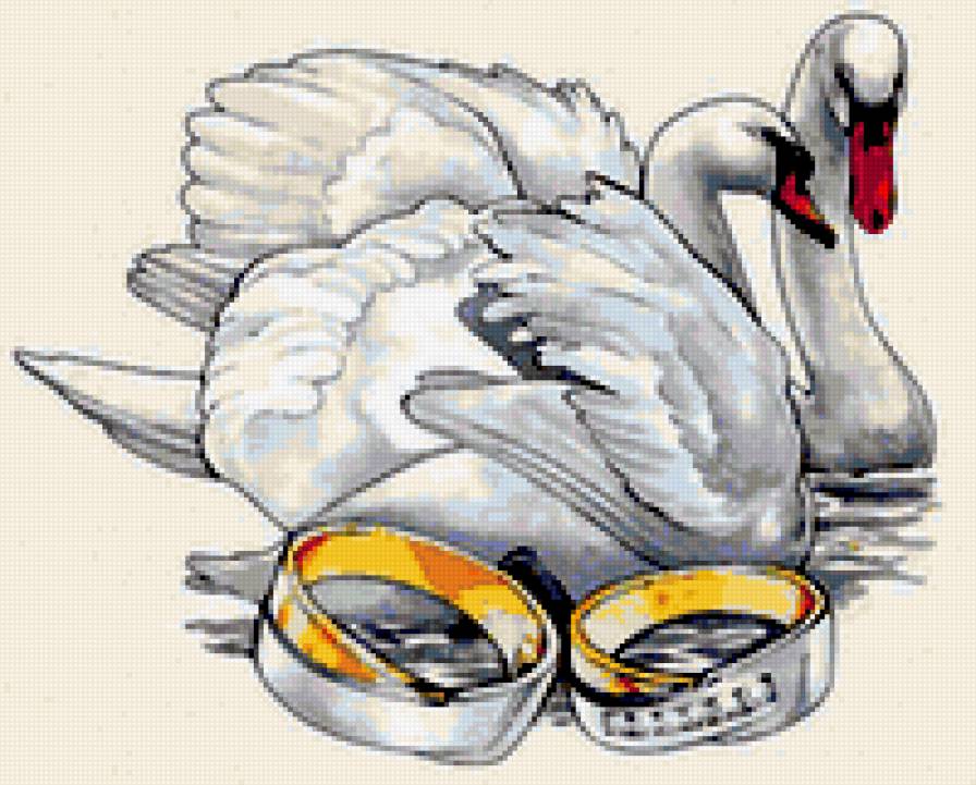 Лебеди - совет да любовь, кольца, пара, лебеди, рушник - предпросмотр